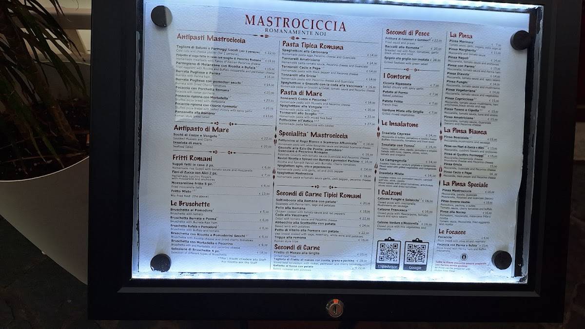 Menu di Mastrociccia - Osteria Pizzeria 
