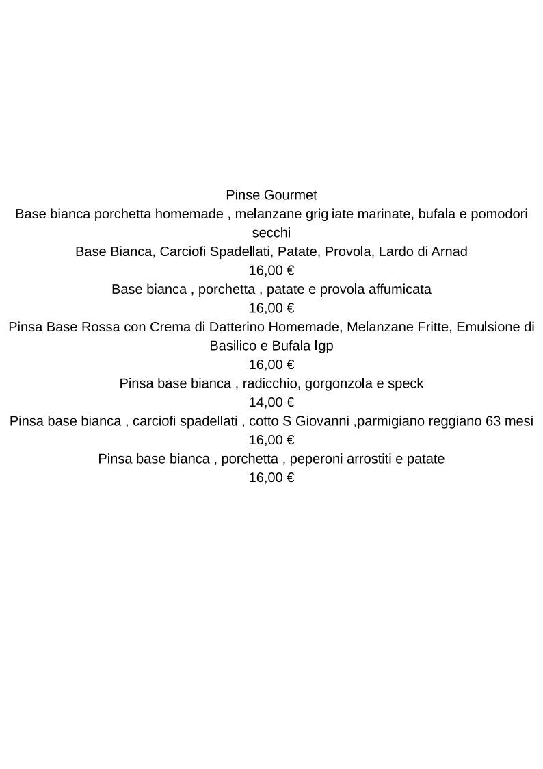 Menu di OVALE PINSERIA 