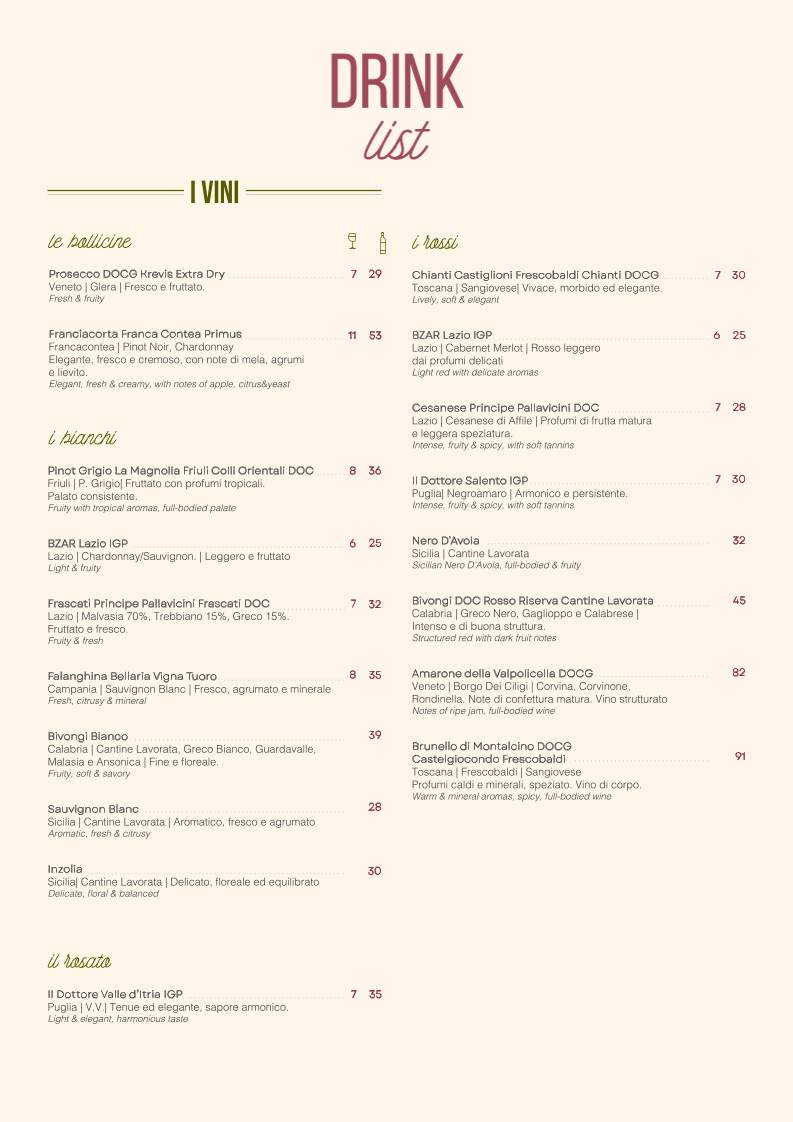 Menu di Osteria Oliva 