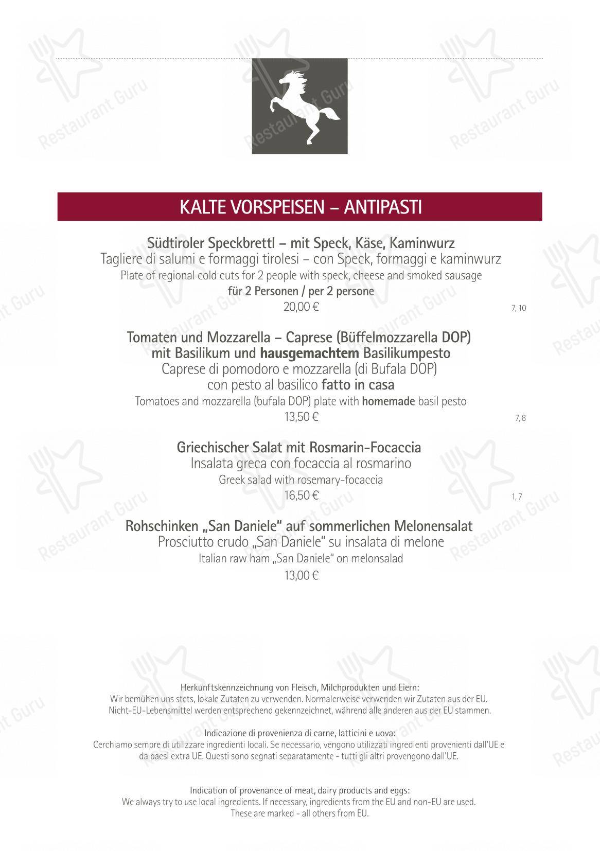 Rössl bianco in Merano - Коктейльная карта