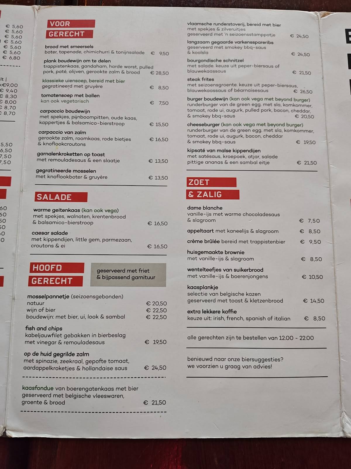 Menu de Boudewijn