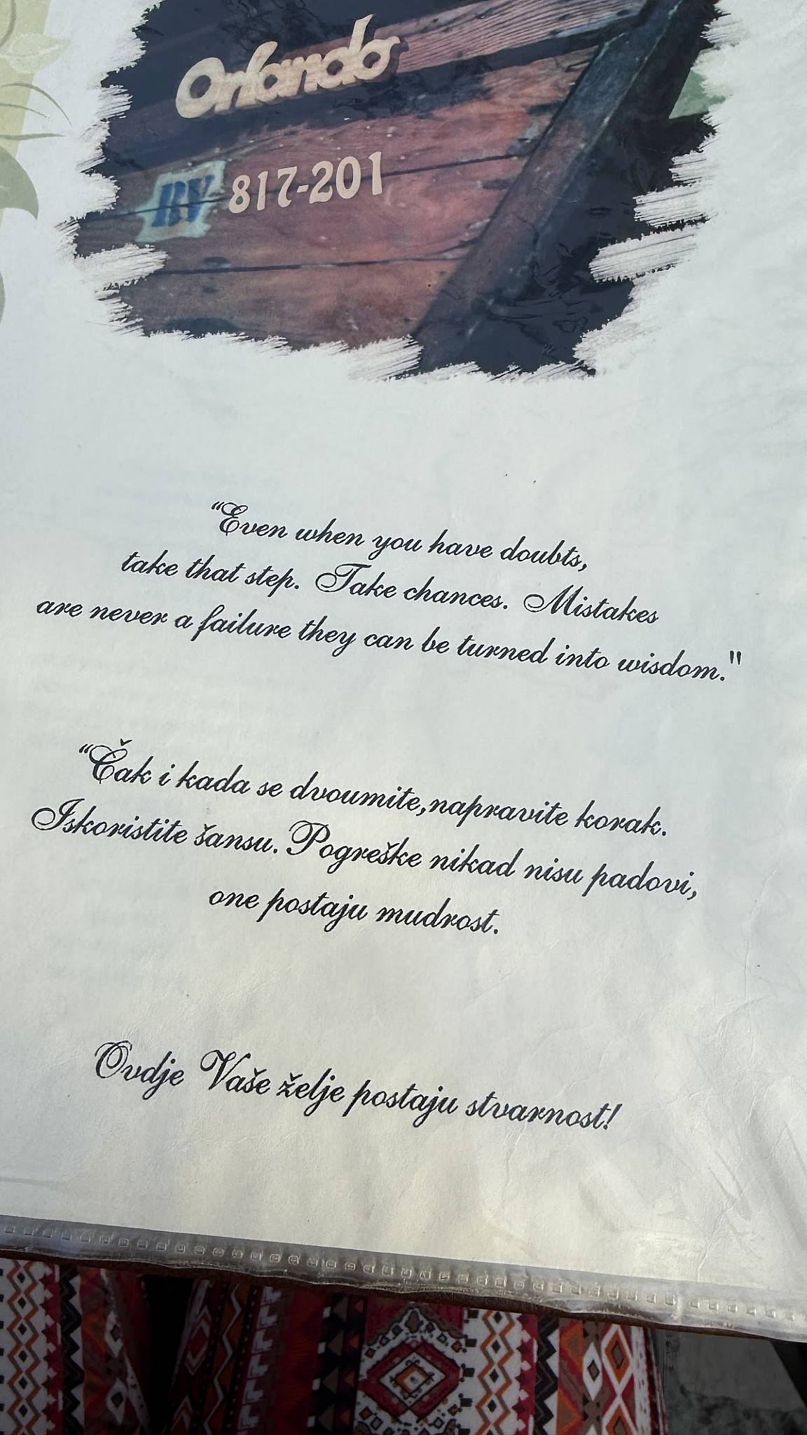Menu di Pizzeria Orlando Rovinj 