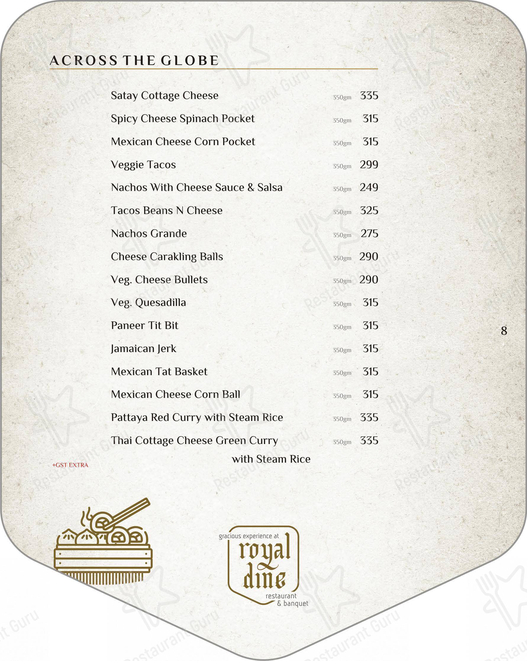 Royal Dine Pal RTO Restaurant Banquet - Menu