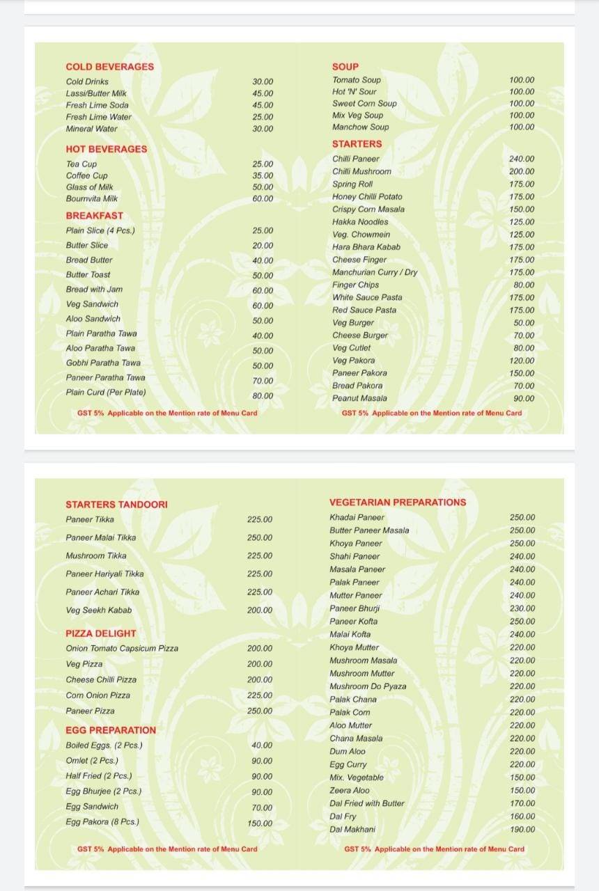 Ruchi Restaurant menu
