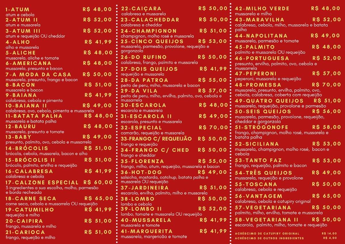 Rufino Pizzaria E Esfiharia cardápio