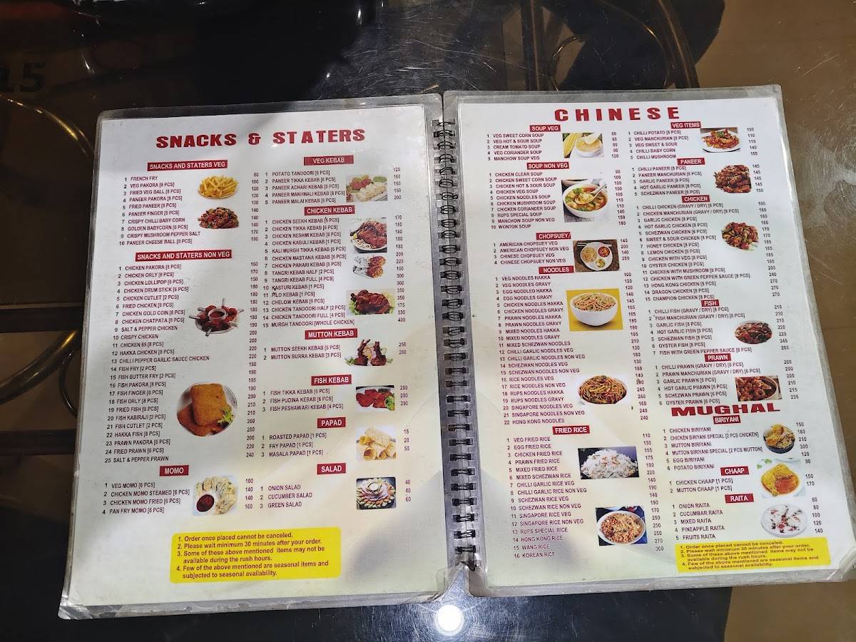 Rups Restaurant menu