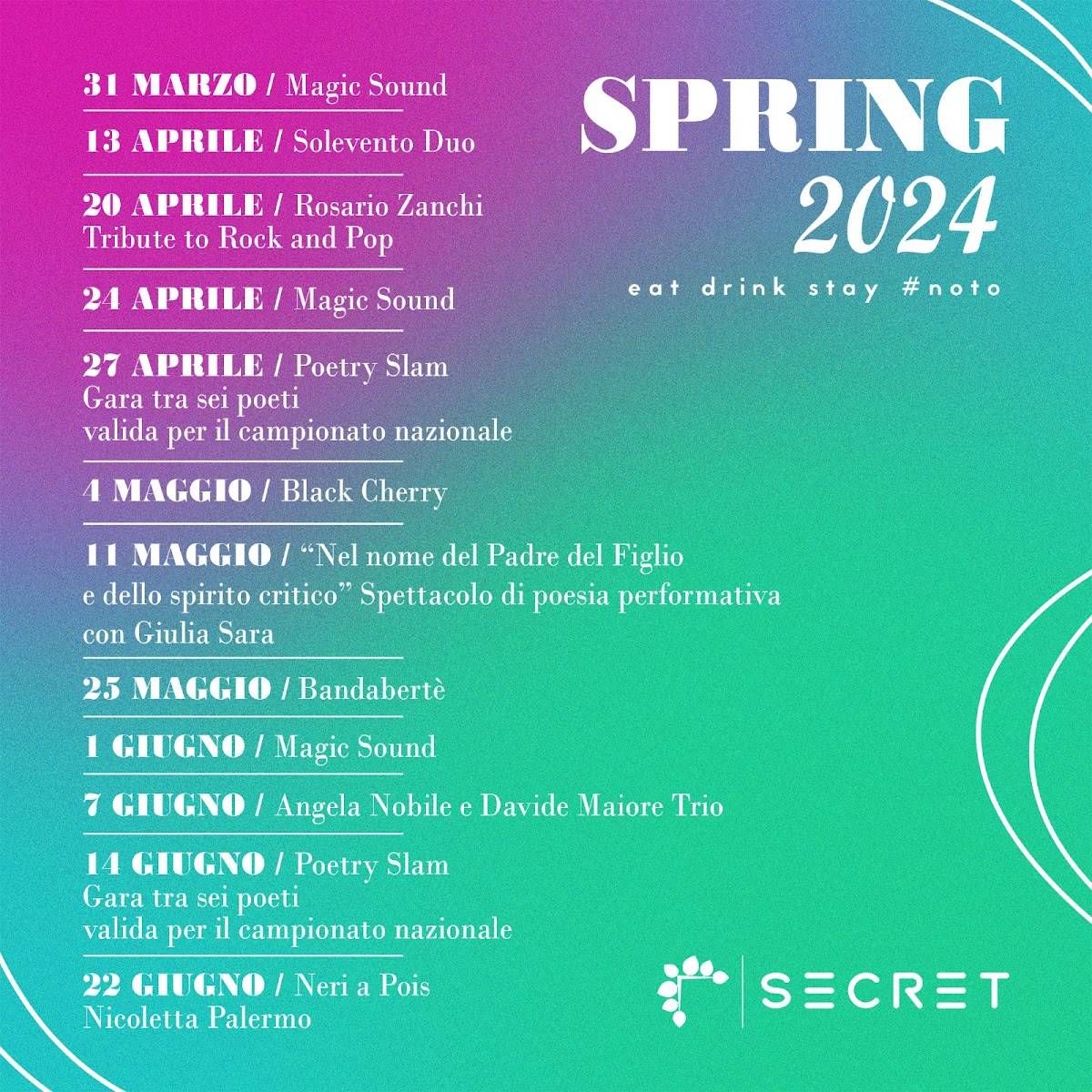 Menu di SECRET eat drink stay #noto 