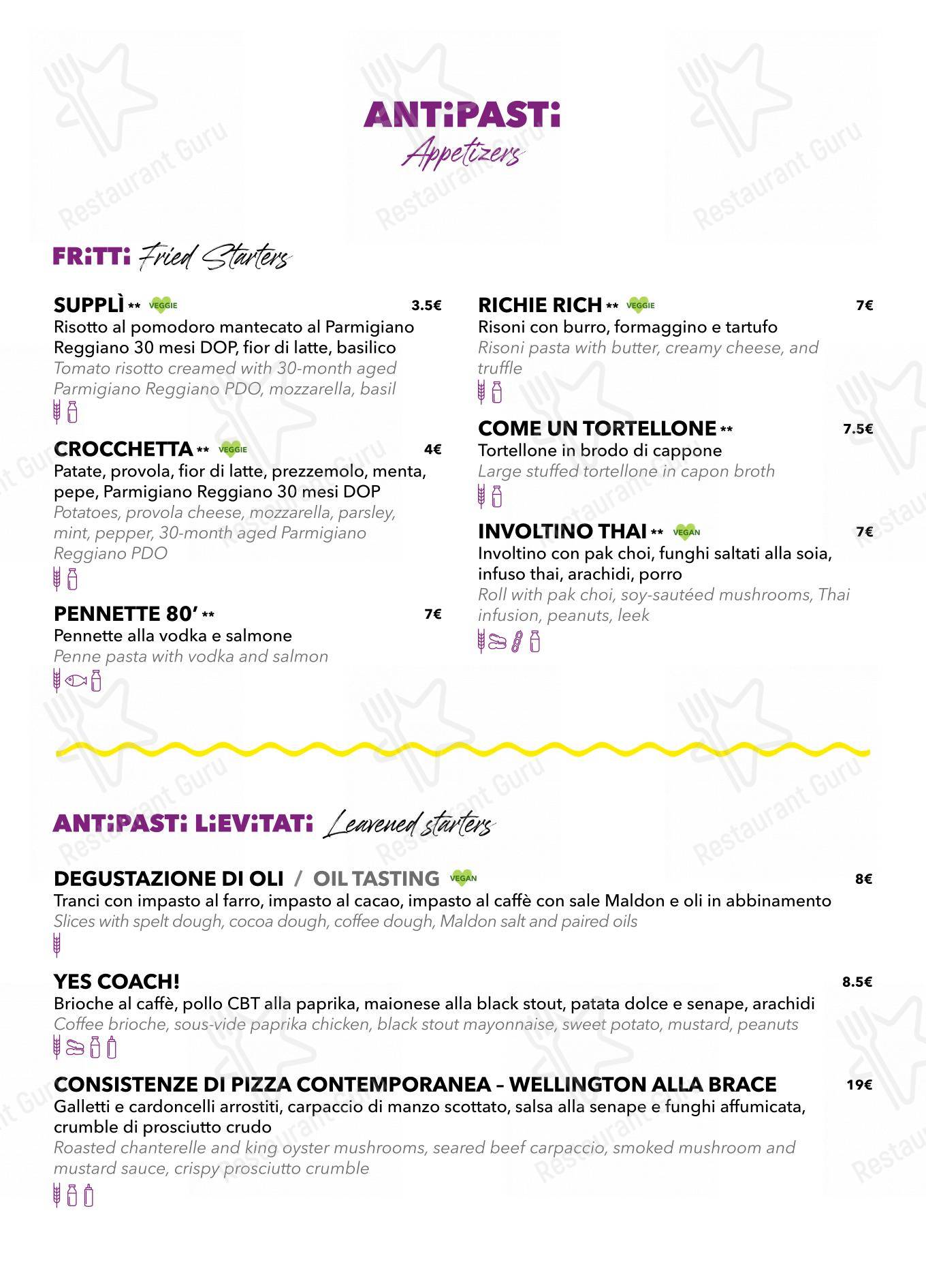 Menu per SLICE ristorante