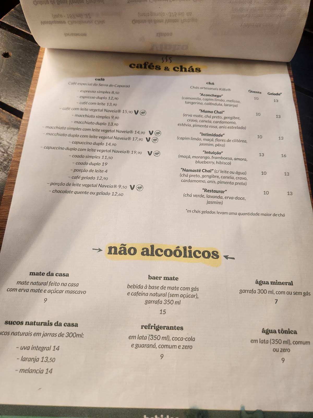 SOVA Natural cardápio