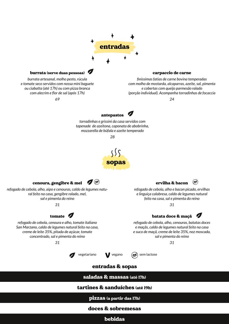 SOVA Natural cardápio