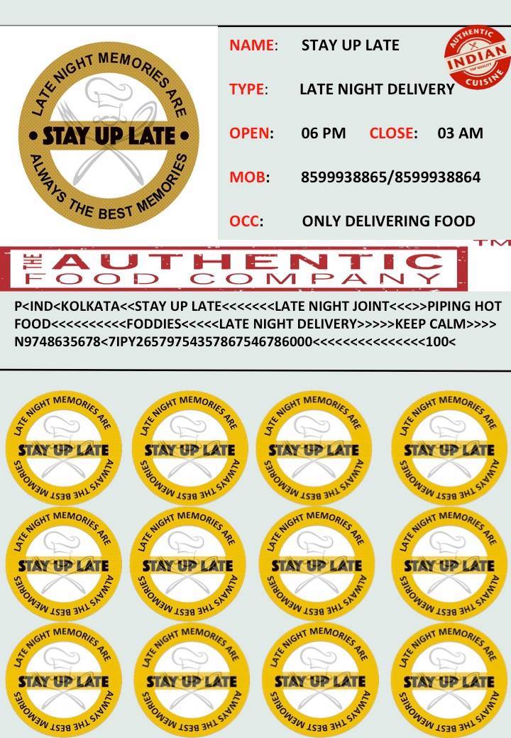 Stay Up Late menu