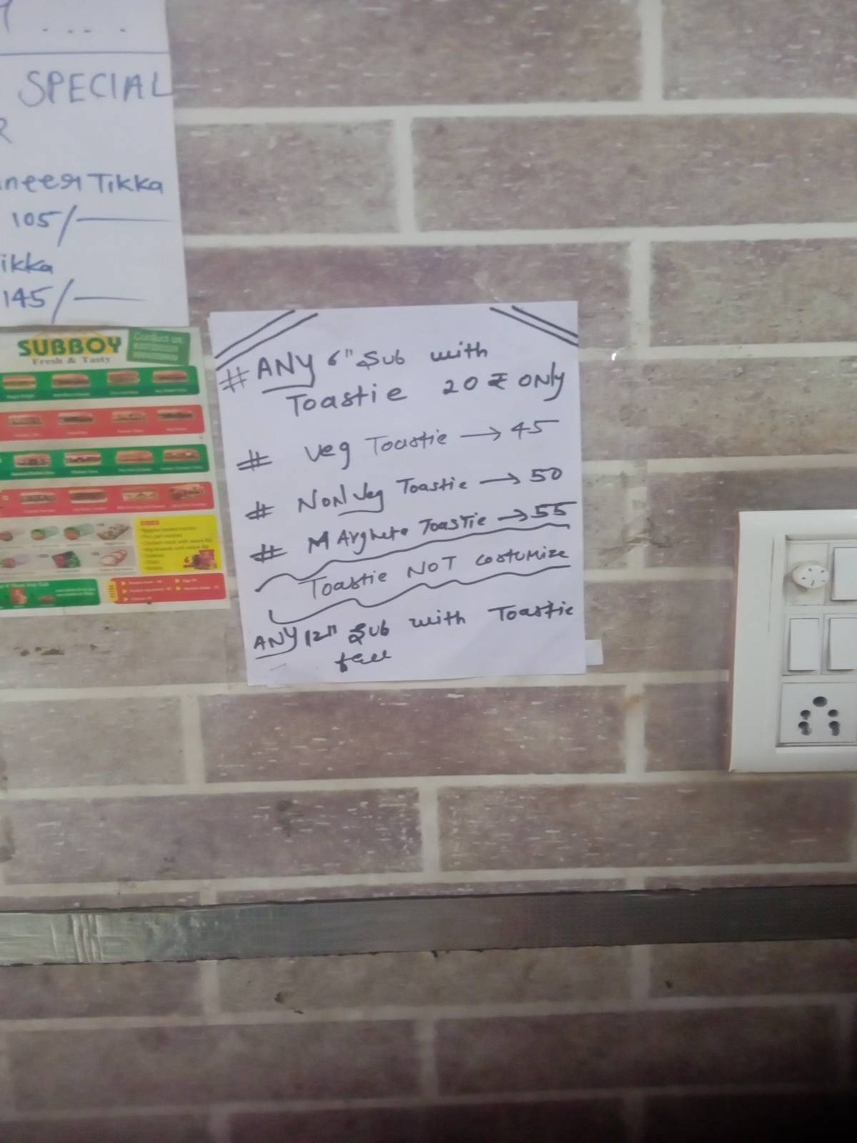 SUBBOY RESTAURANT menu