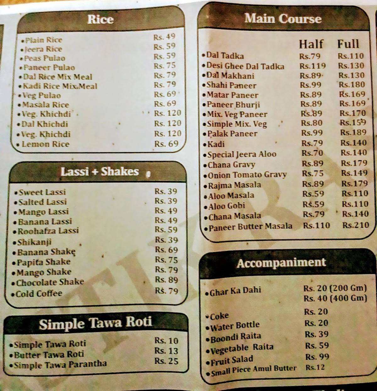 SWASTIK RASOI menu