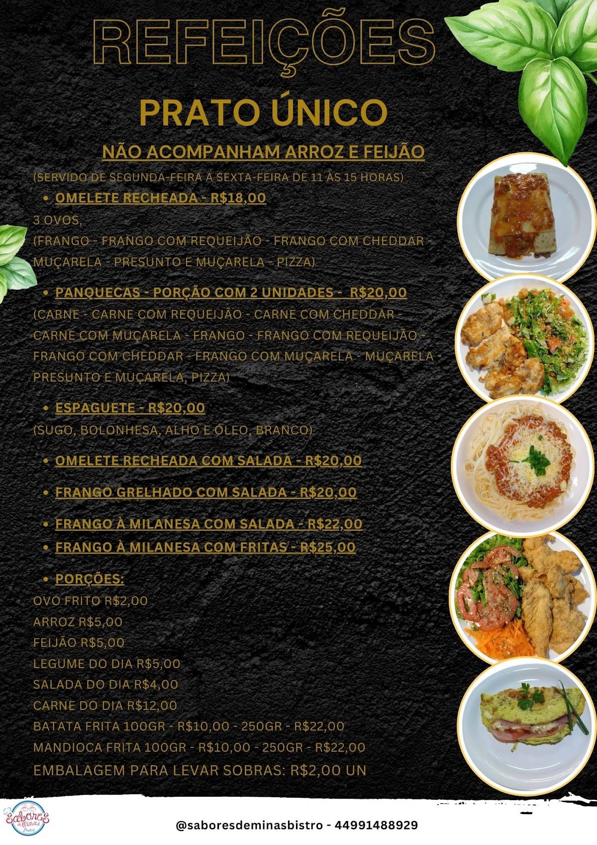 Sabores de Minas Bistrô cardápio