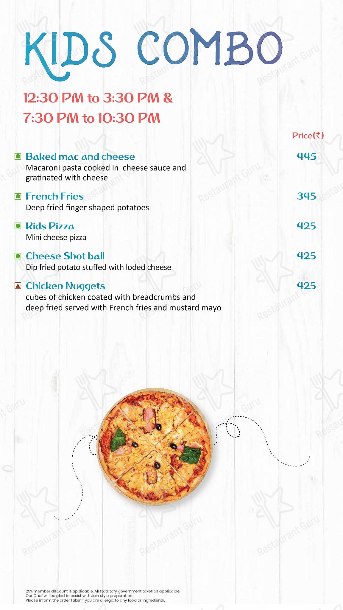 Check out the menu for Saddle Back