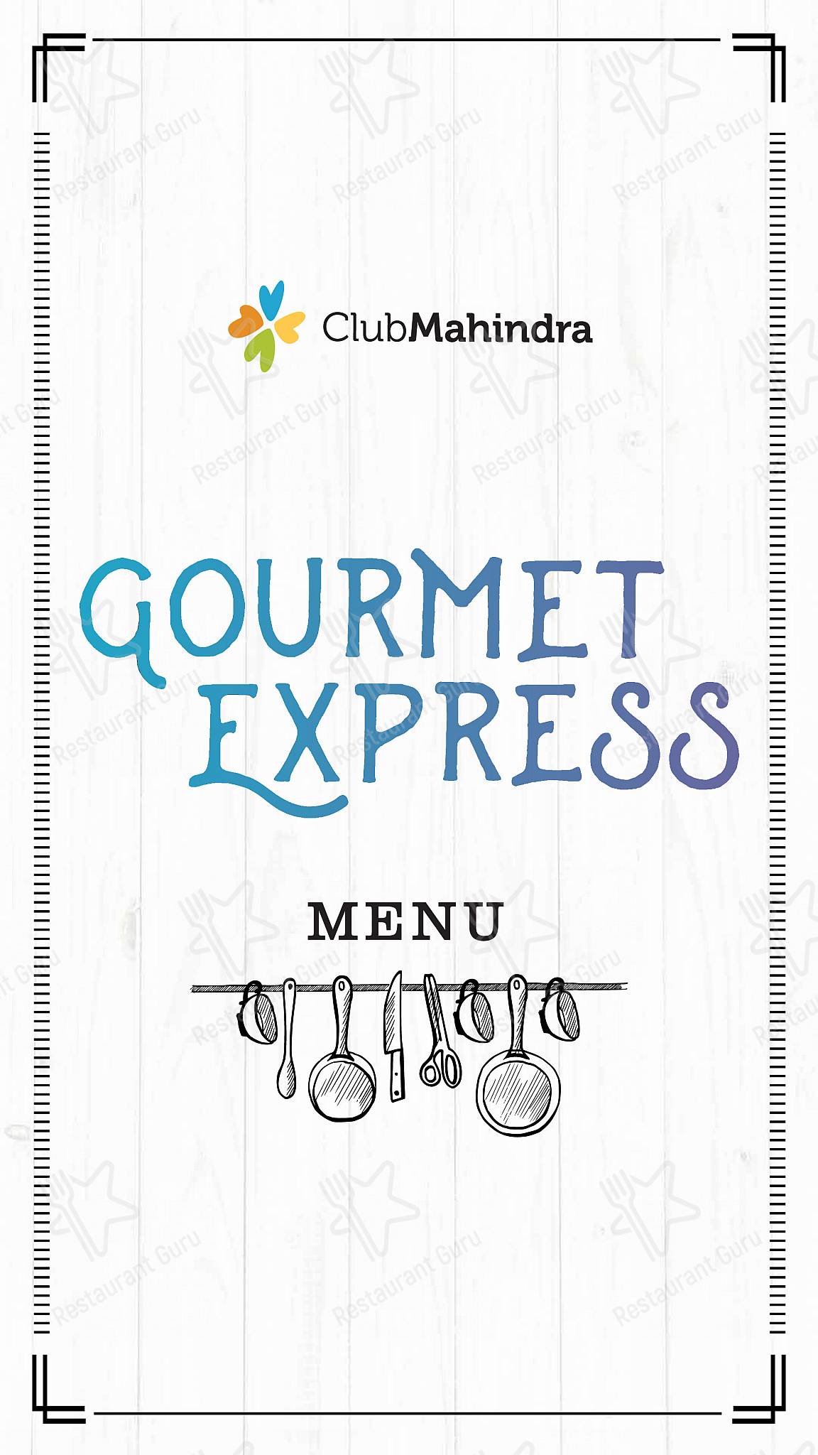 Saddle Back menu - meals and drinks