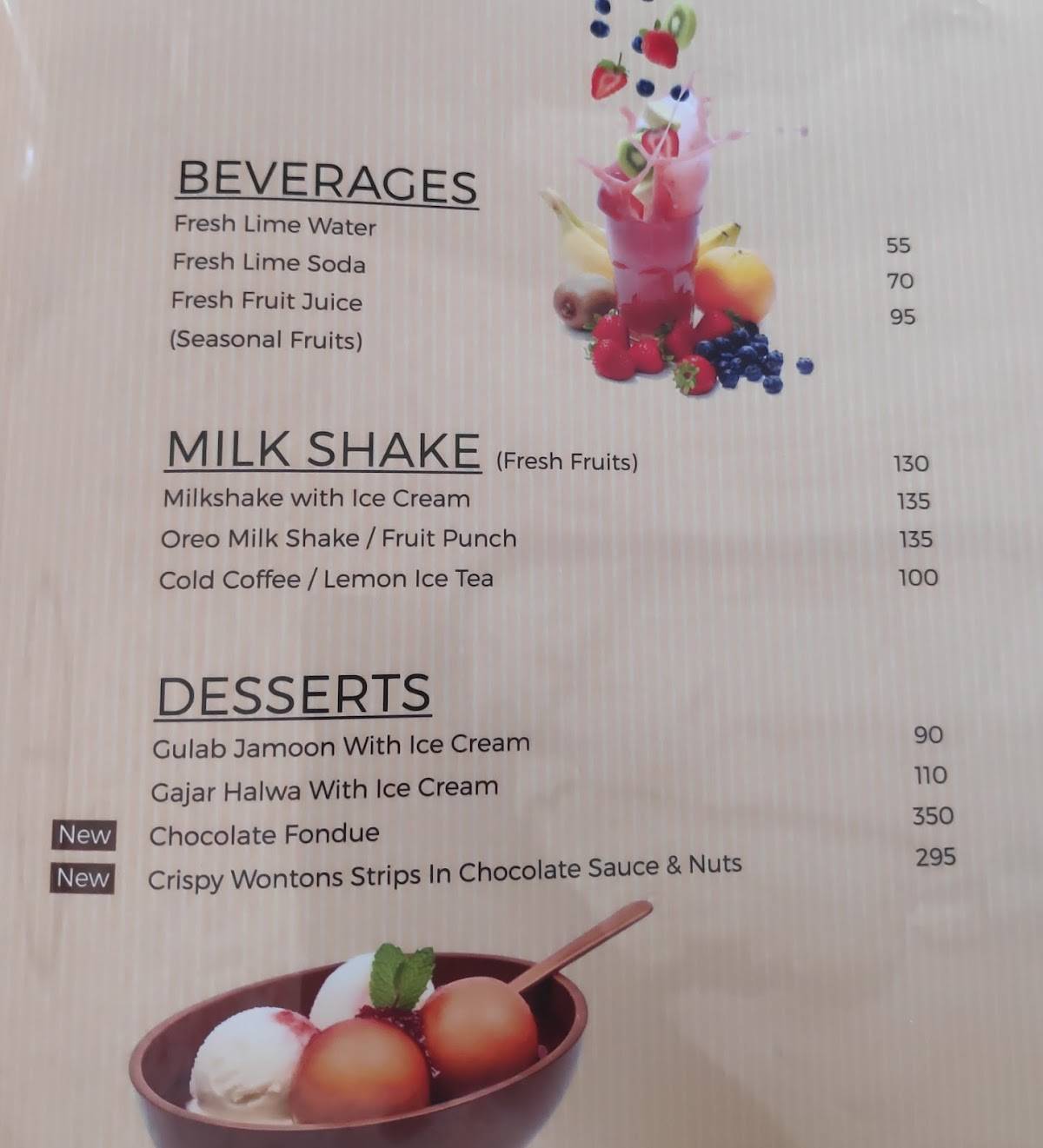 Saiba Restaurant menu