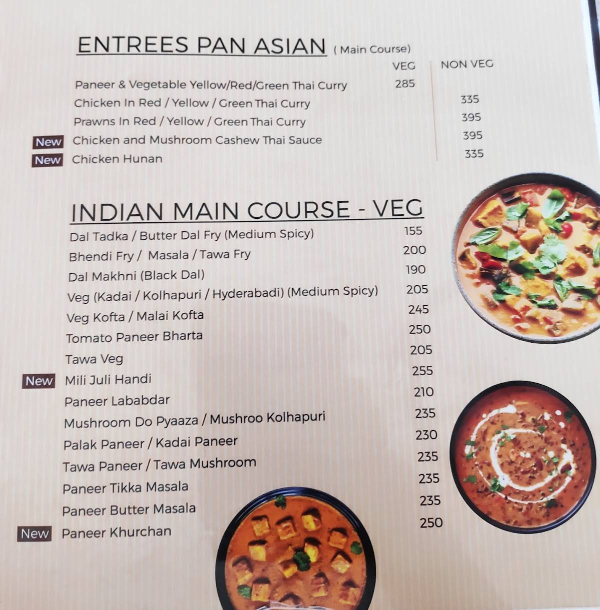Saiba Restaurant menu