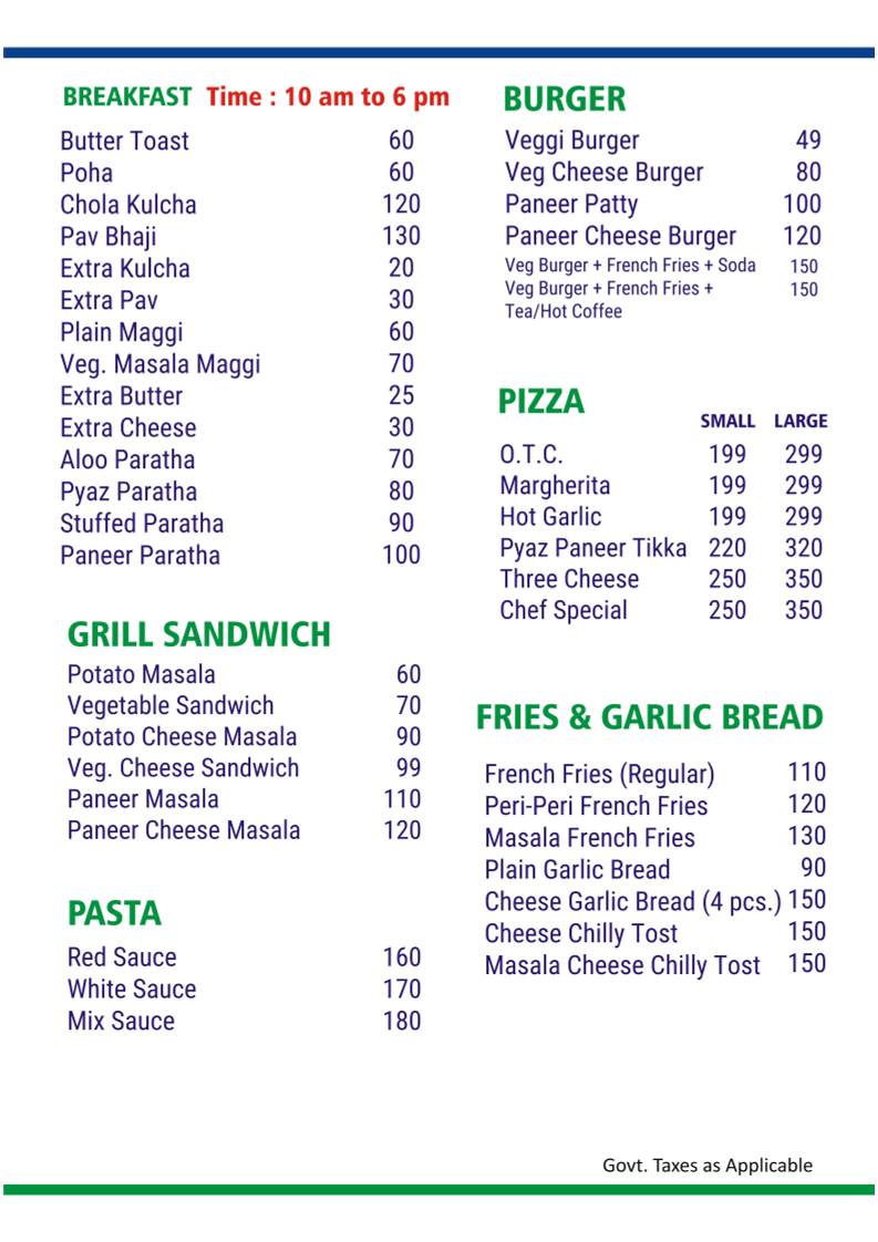 Saifai Dreams - Cafe & Restaurant menu