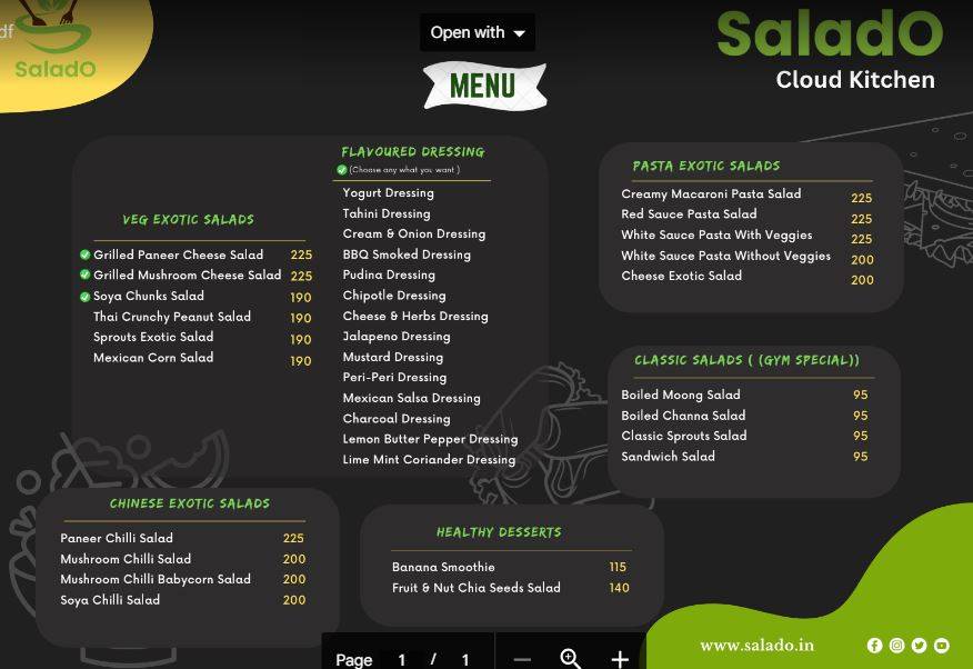 Salado - Healthy Food in Kota menu