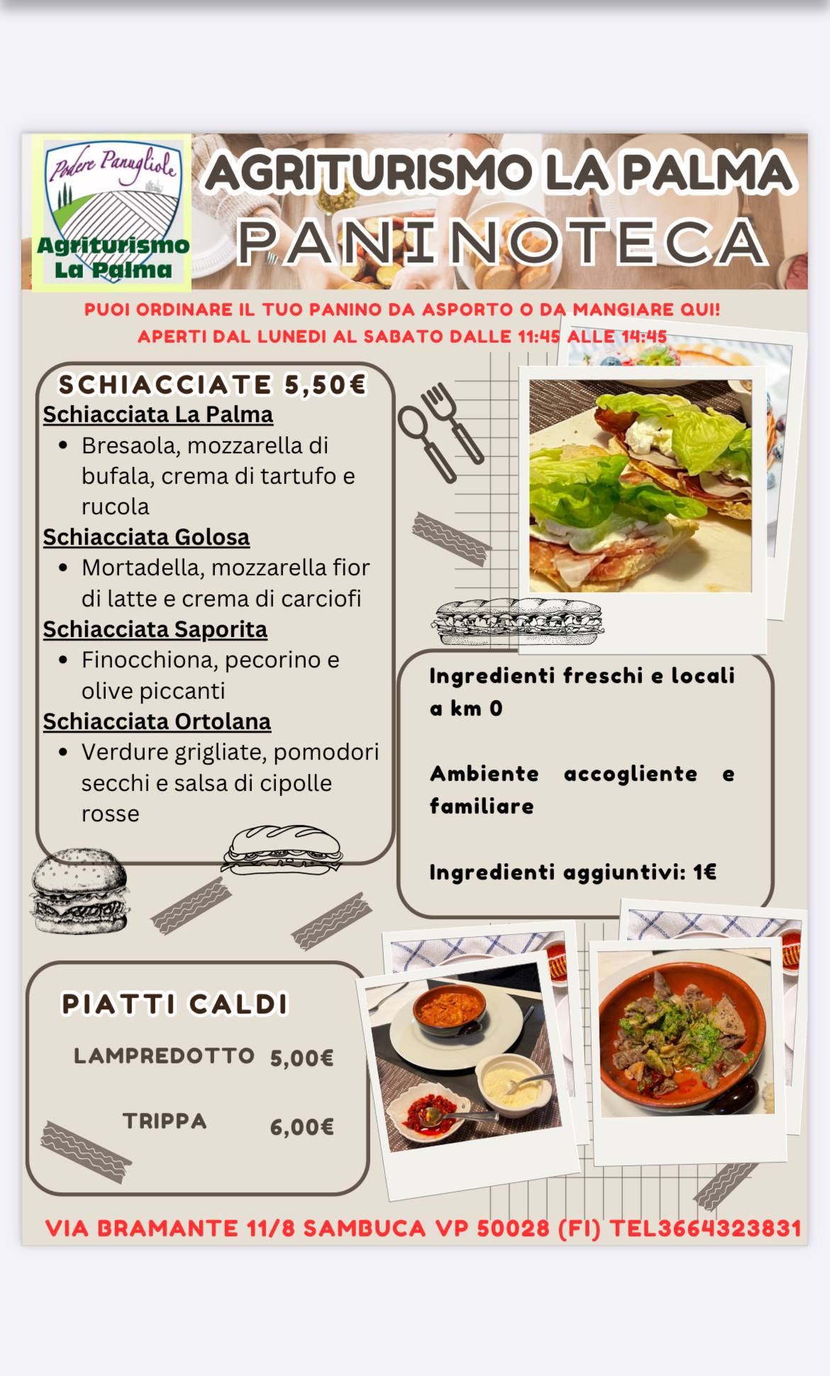 Menu di Agriturismo La Palma Ristorante Pernottamento 