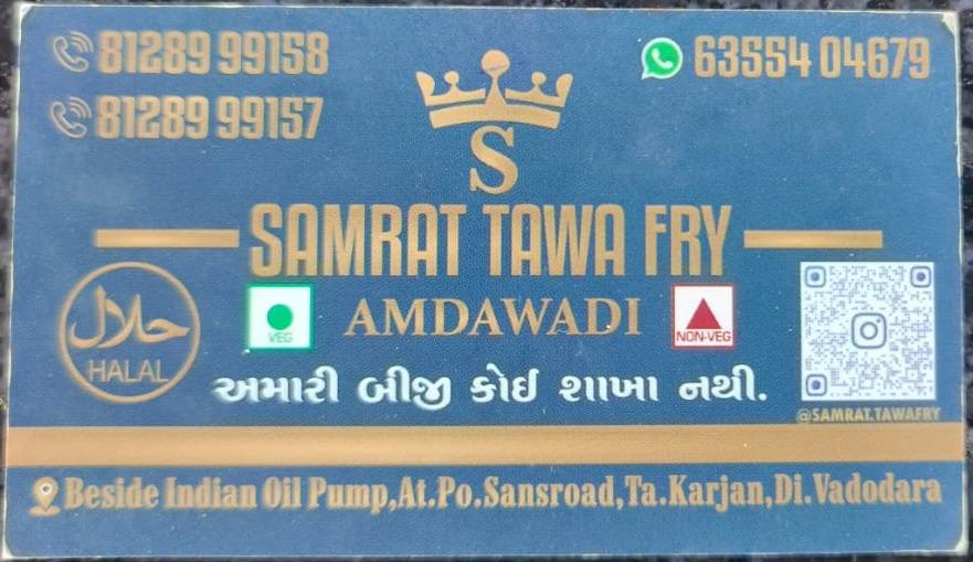 Samrat Tawa Fry menu