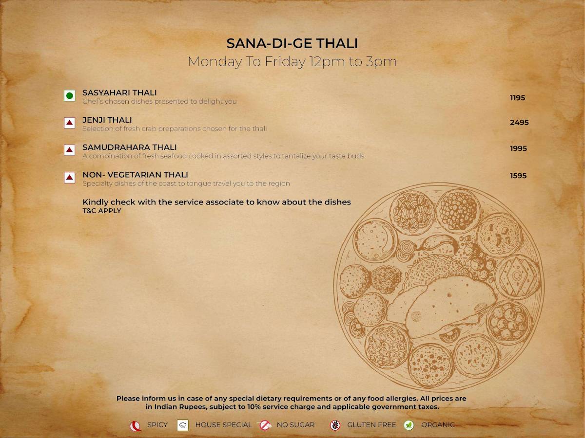 Sana-di-ge Delhi - Seafood Restaurant menu