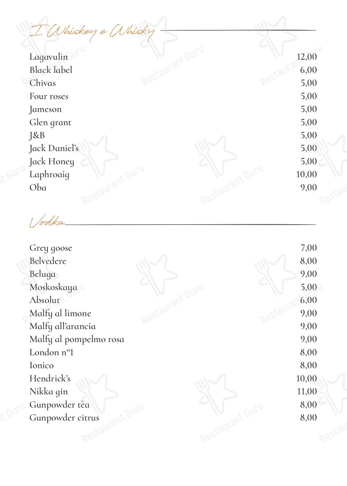 Коктейльная карта per La Strummula Restaurant in Santa Flavia
