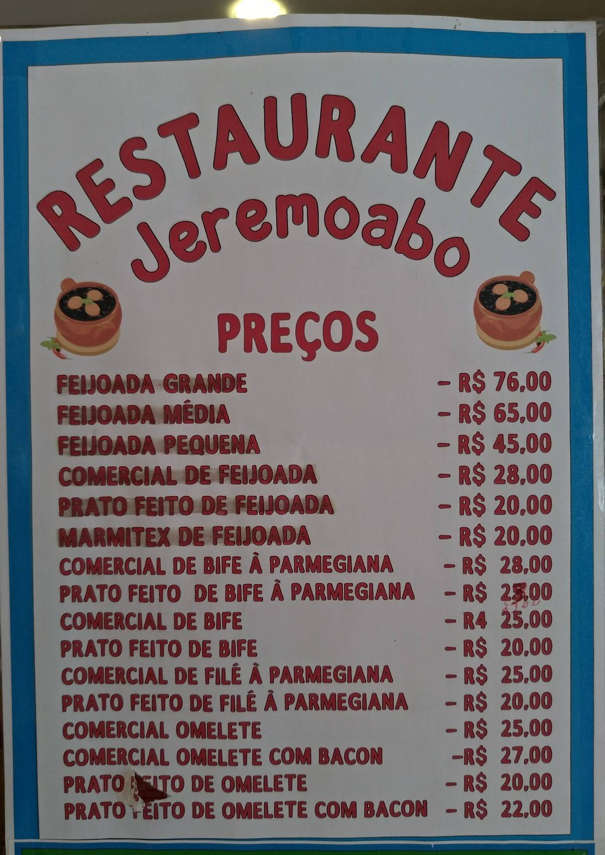 Restaurante Nordestino Jeremoabo cardápio