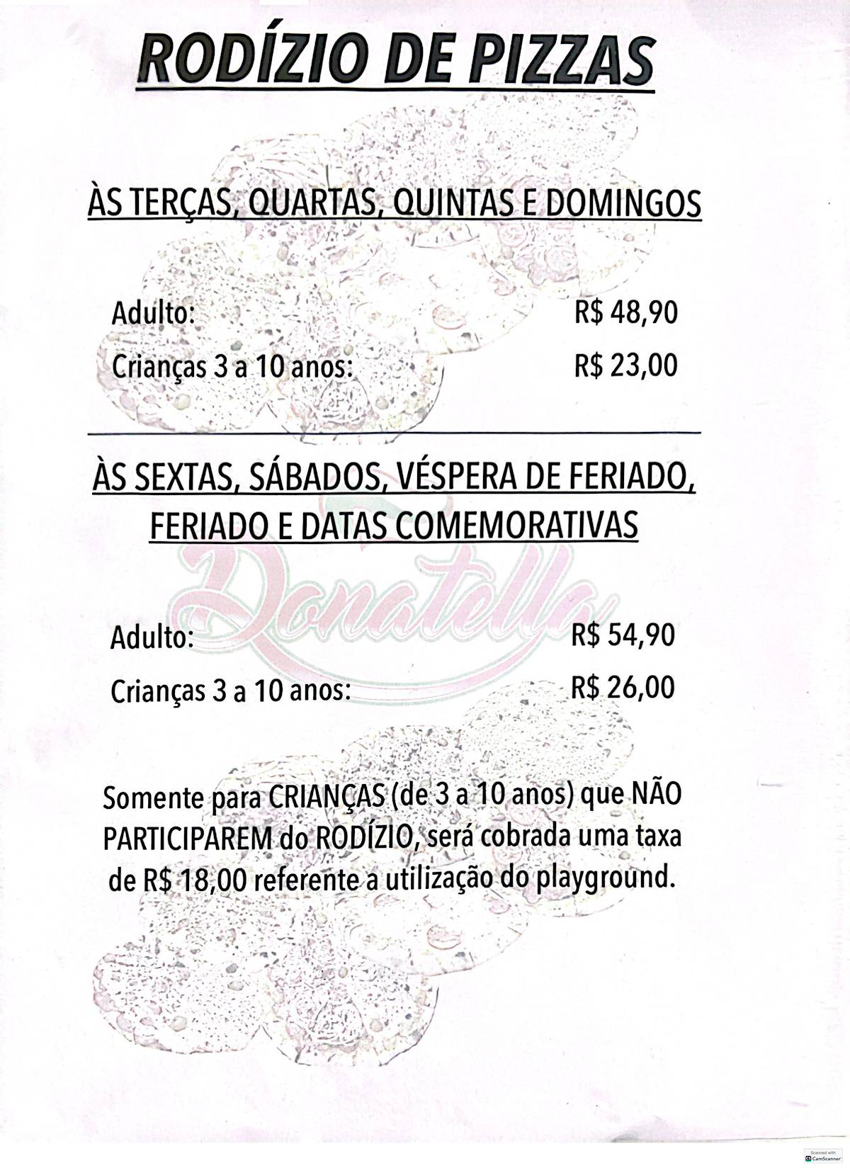 Pizzaria Donatella cardápio