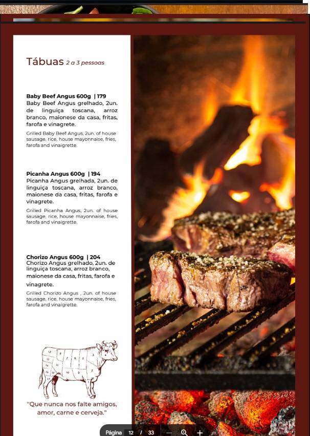 Auá Gastronomia Vale Sul Shopping cardápio