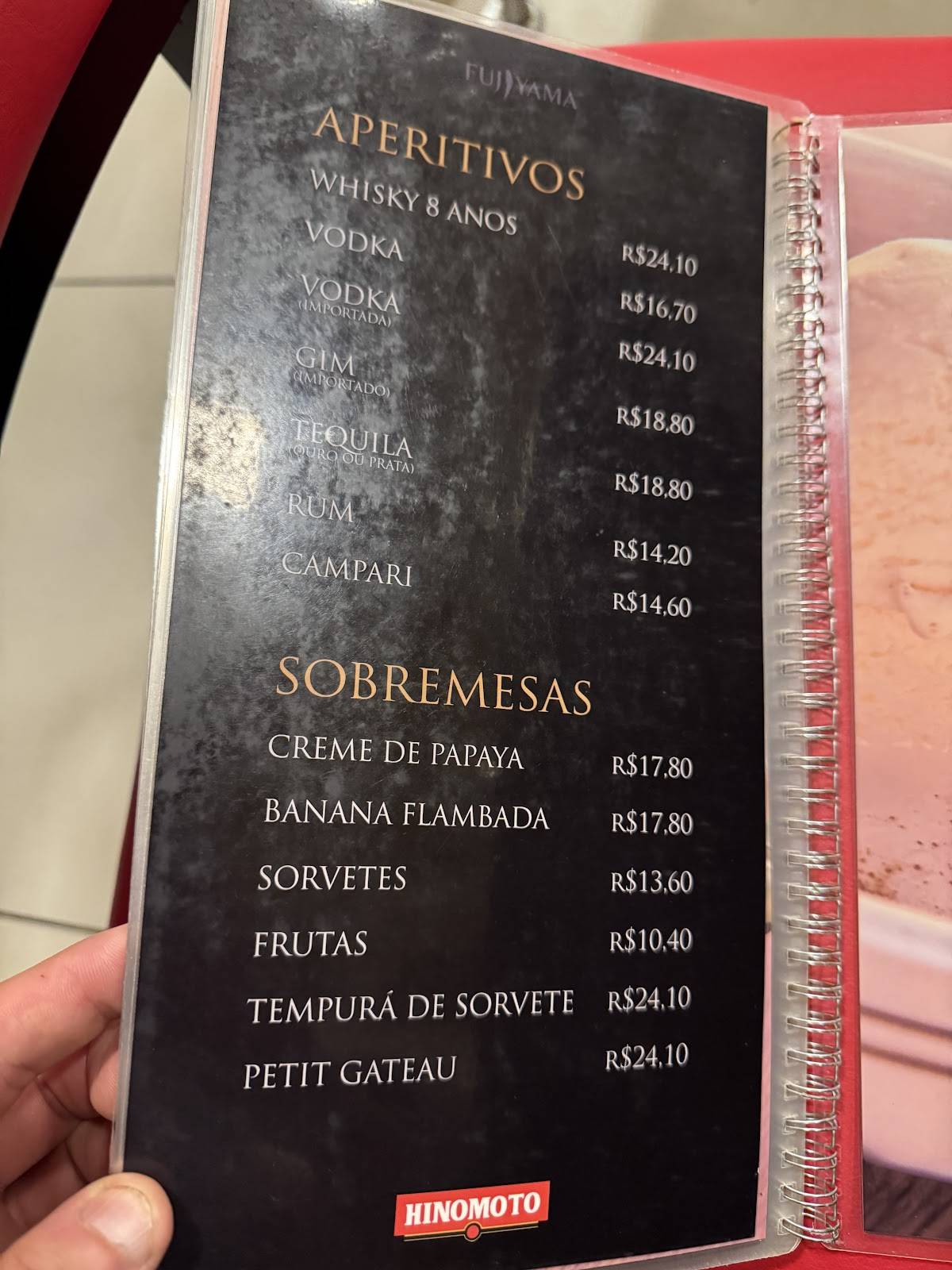 Restaurante Fujiyama cardápio