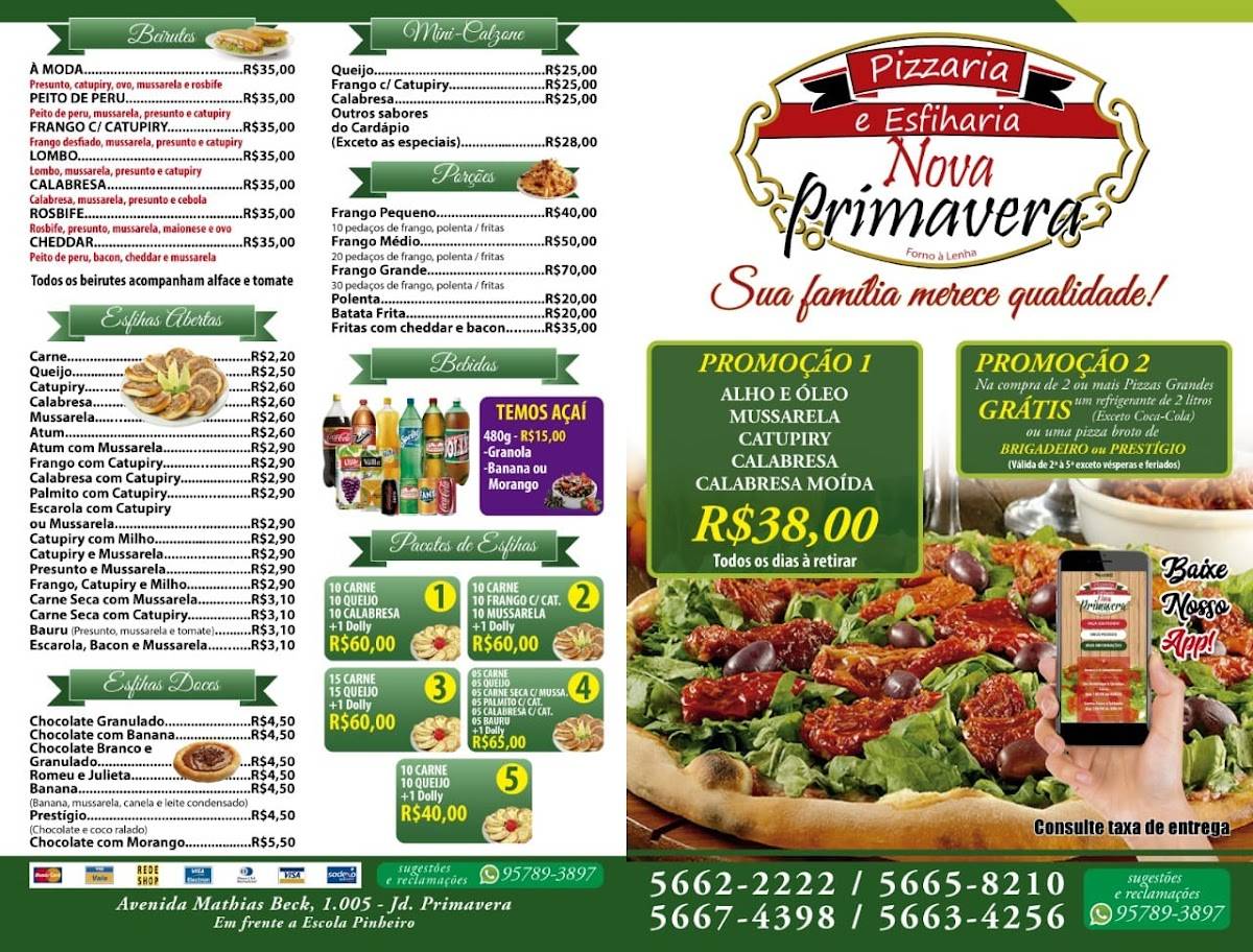 Pizzaria Primavera cardápio
