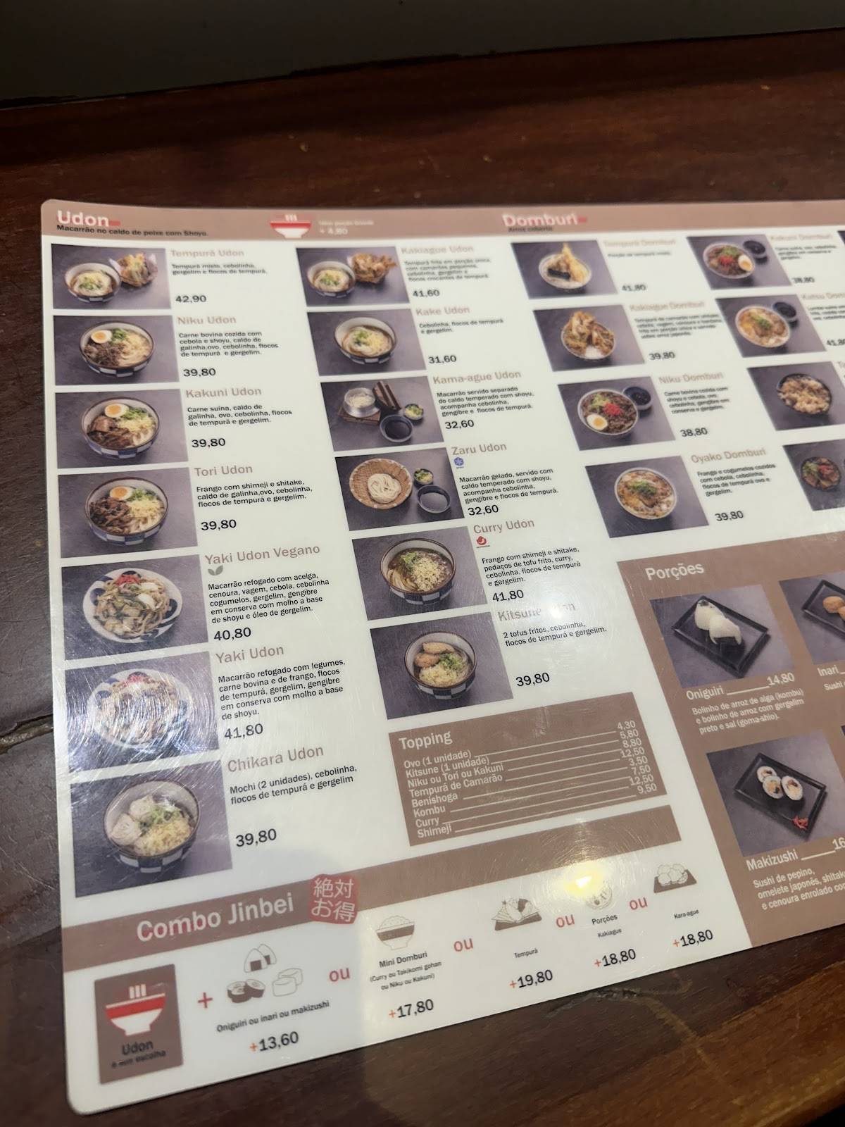 Udon Jinbei cardápio