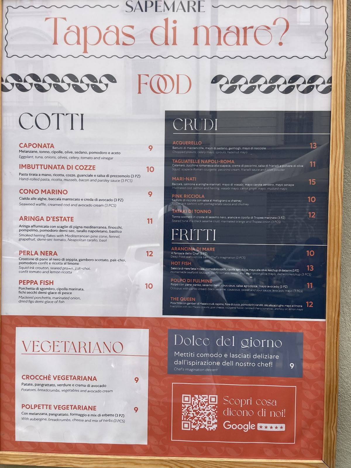 Menu di Sapemare 