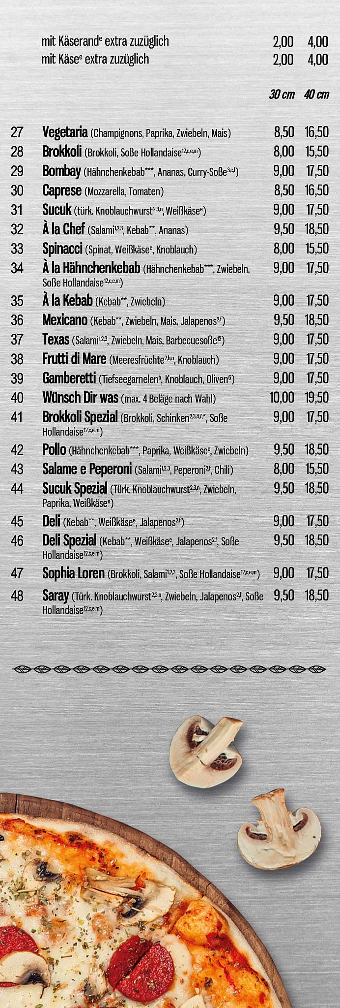 Speisekarte von Saray Grill pizza, Wilhelmshaven