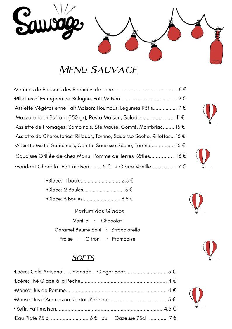 Menu de Sauvage
