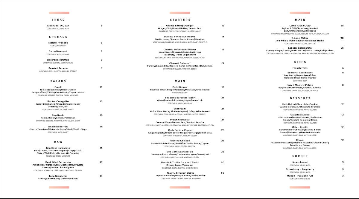 Menu at Scale Restaurant - MAP Hotel, Nicosia