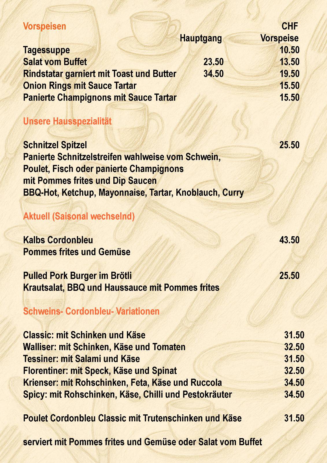 Menu di Schnitzel Spitzel Restaurant & Take Away 