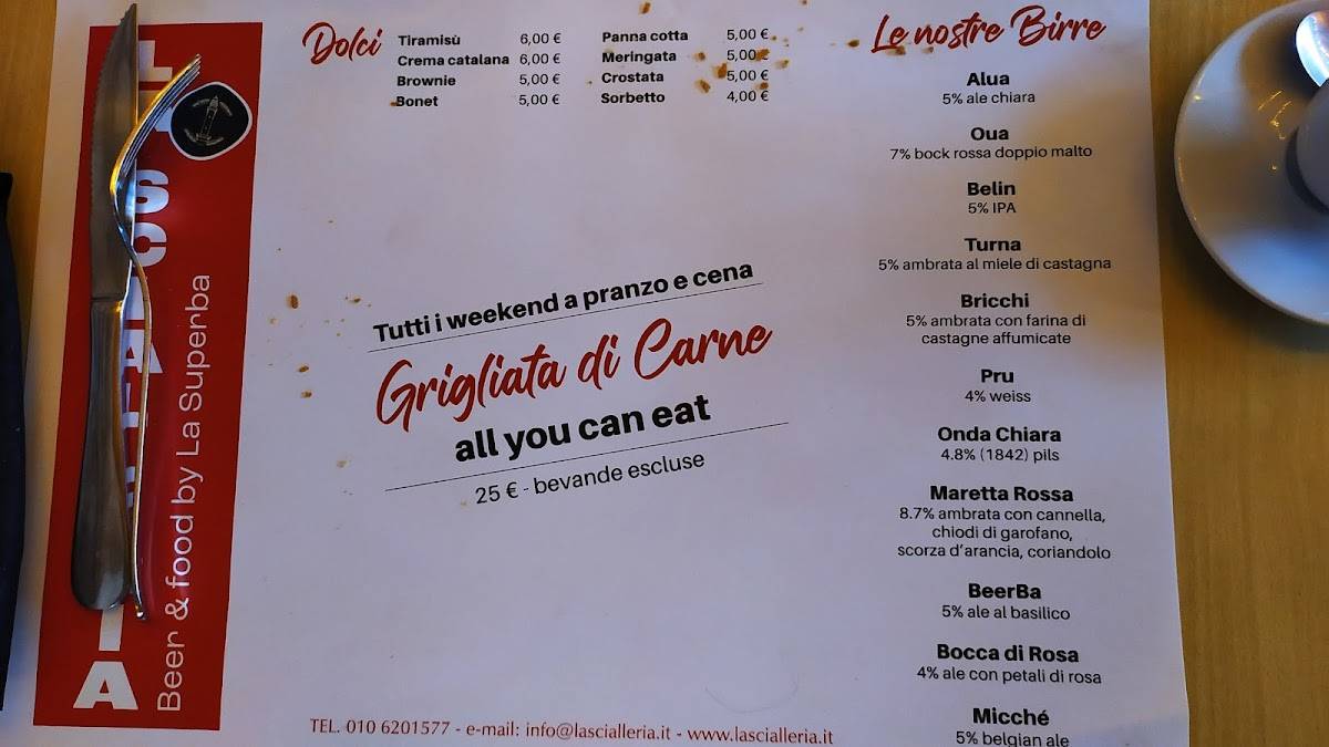 Menu di Scialleria 