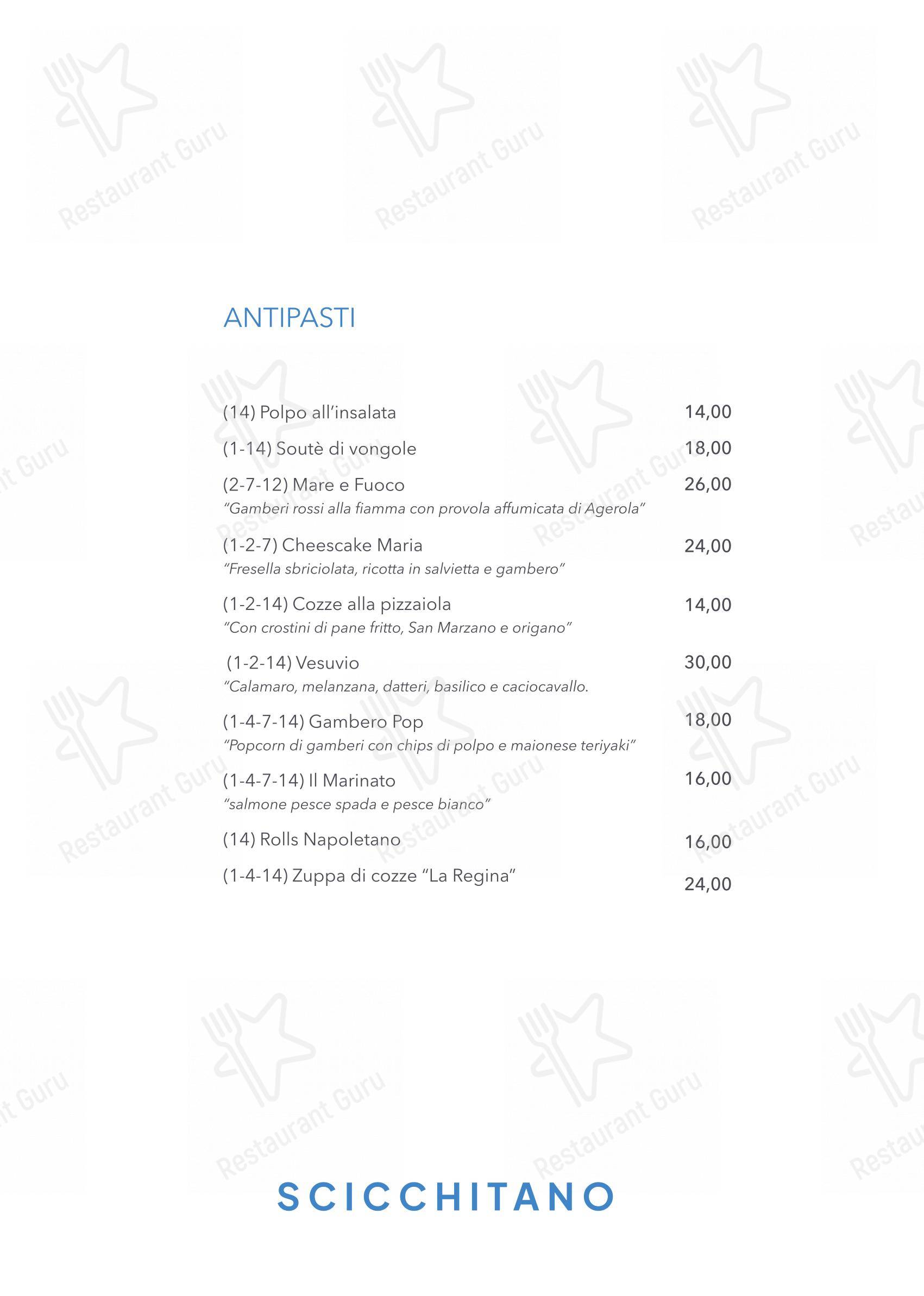 Menu di Scicchitano Ristorante Napoli - Menu