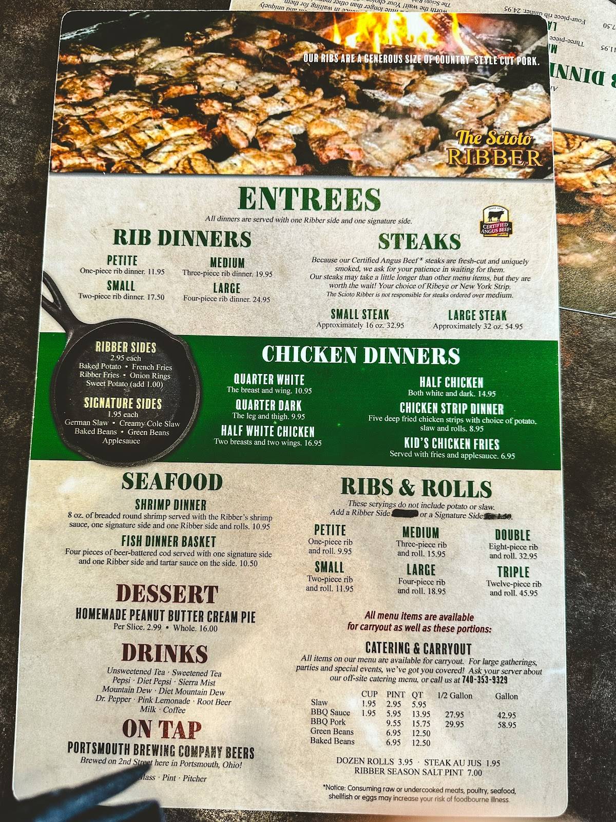 Menu at Scioto Ribber BBQ, Portsmouth