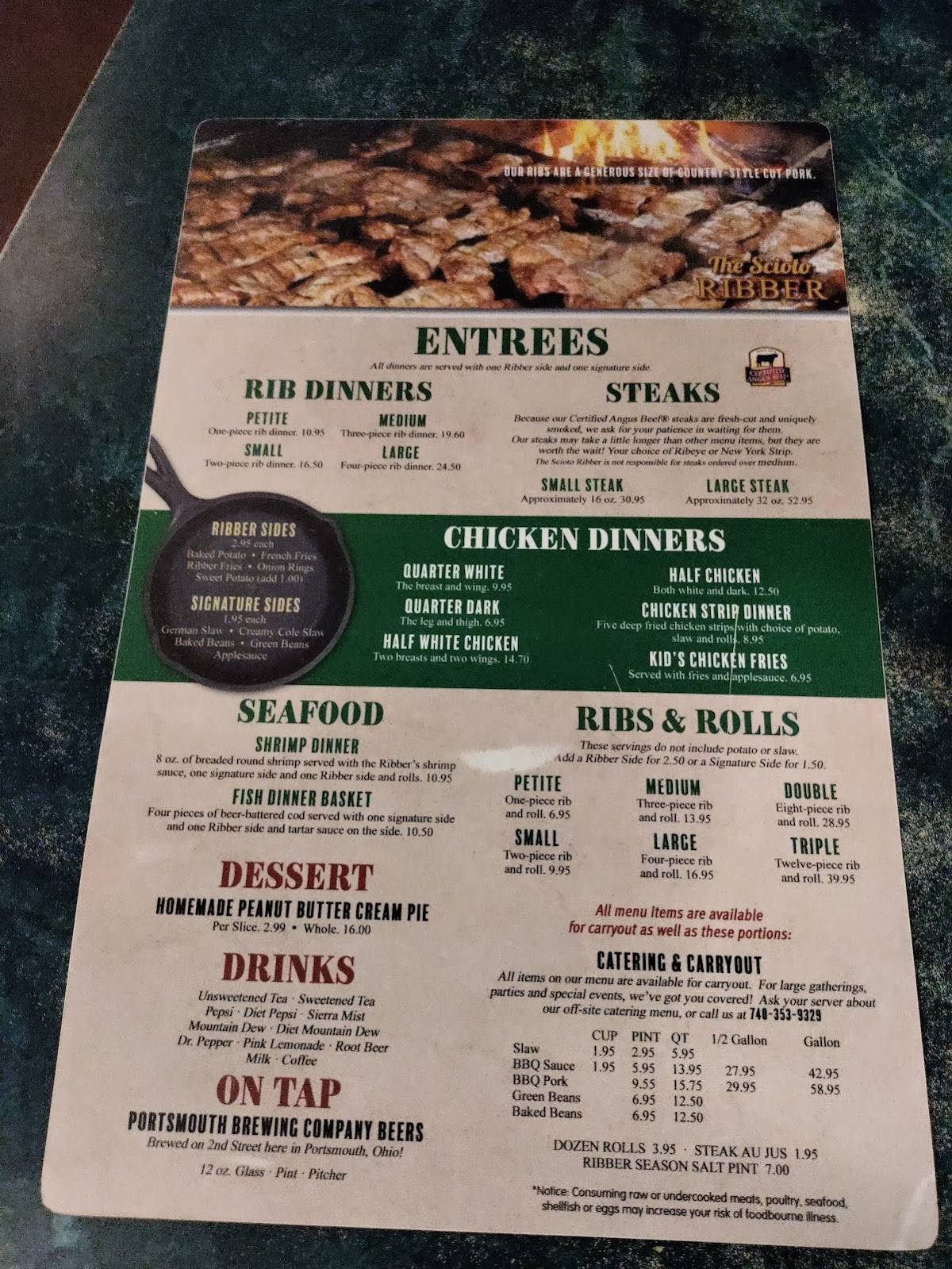 Menu at Scioto Ribber BBQ, Portsmouth