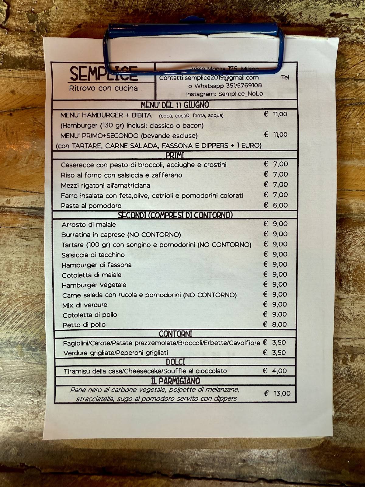 Menu di Semplice - Ritrovo con cucina 