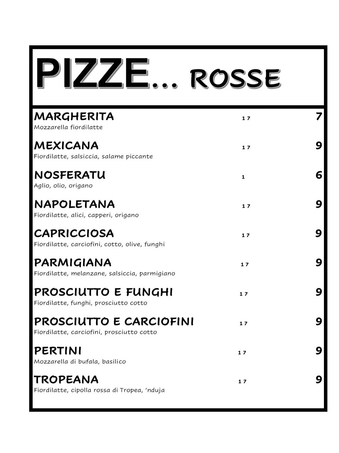 Menu di Sepofa Ristorante Pizzeria 