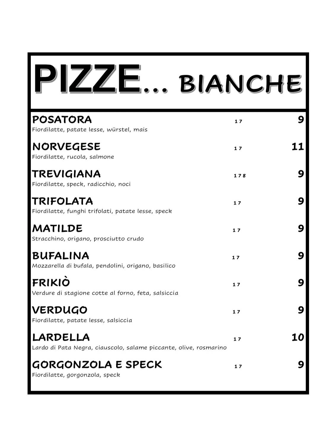 Menu di Sepofa Ristorante Pizzeria 