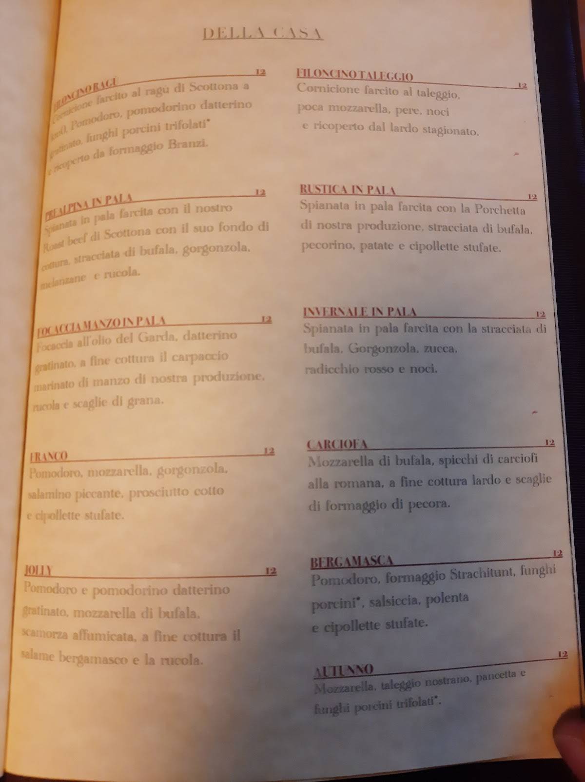 Menu di Trattoria Brea 