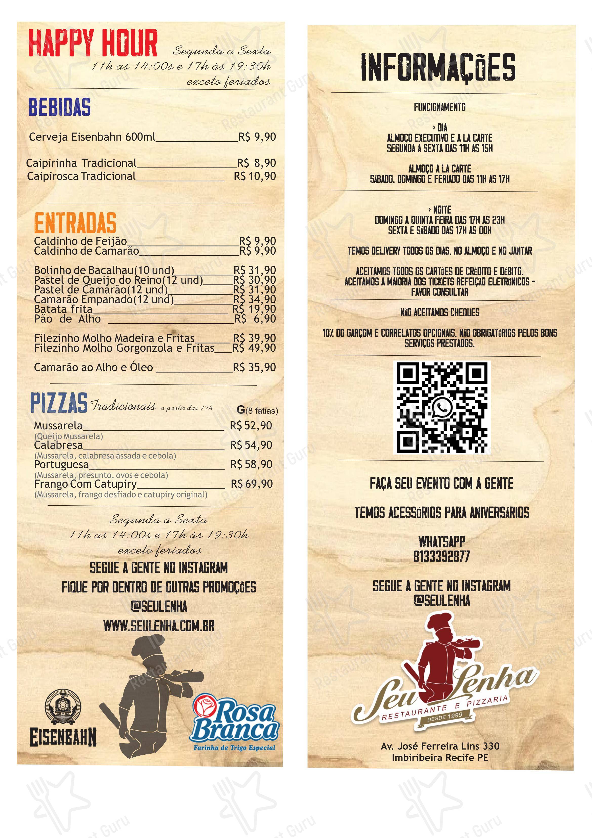 Menu para Seu Lenha em Recife