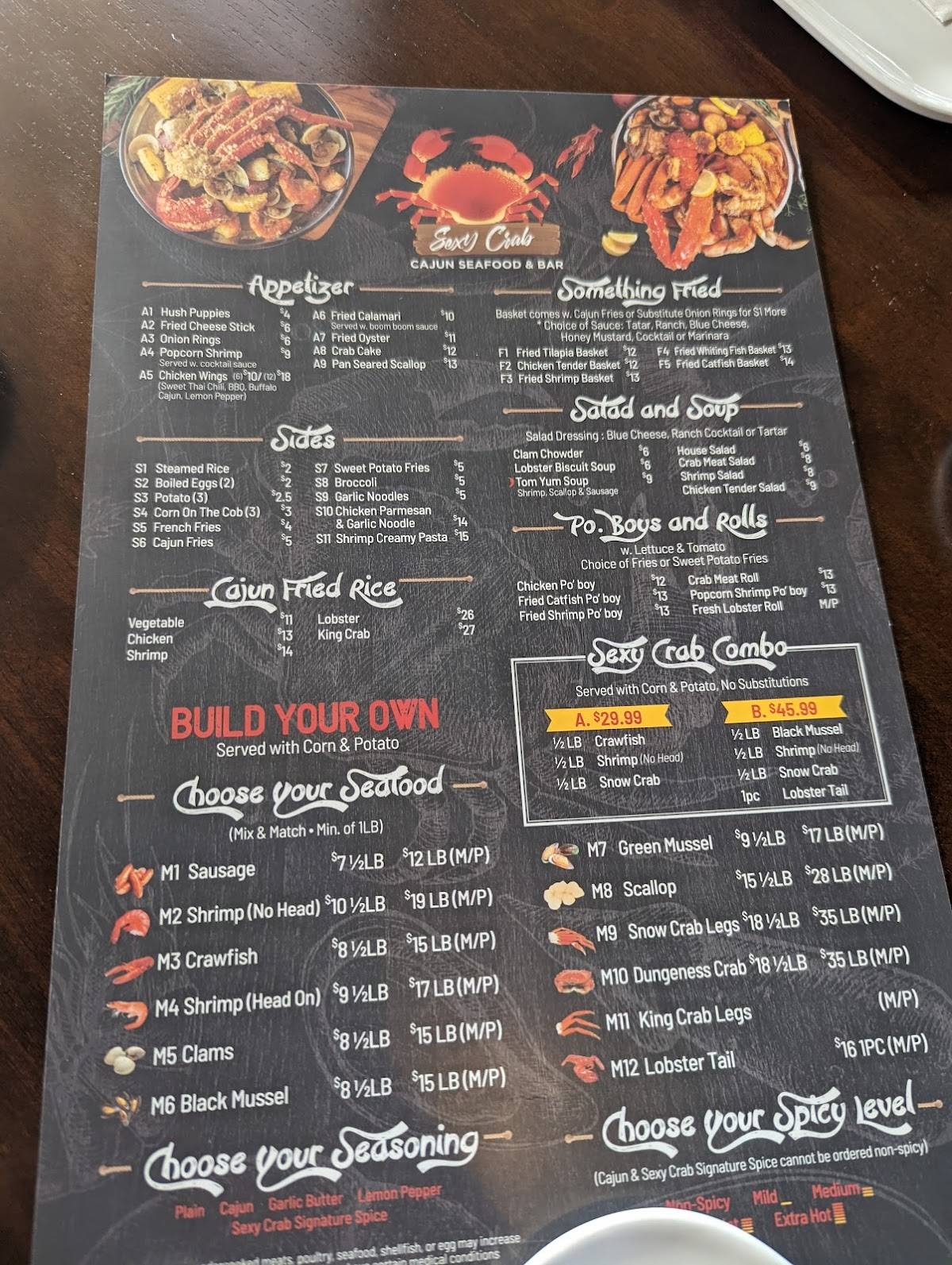 Menu at Sexy Crab Cajun Seafood, Sushi & Bar-All You Can Eat, Levittown