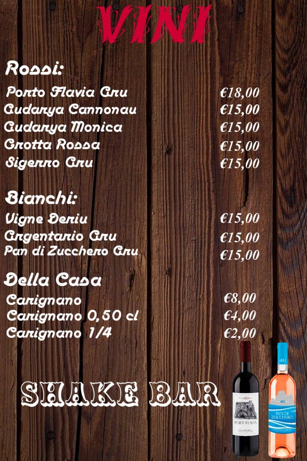 Menu di Shake Bisteccheria Pizzeria 